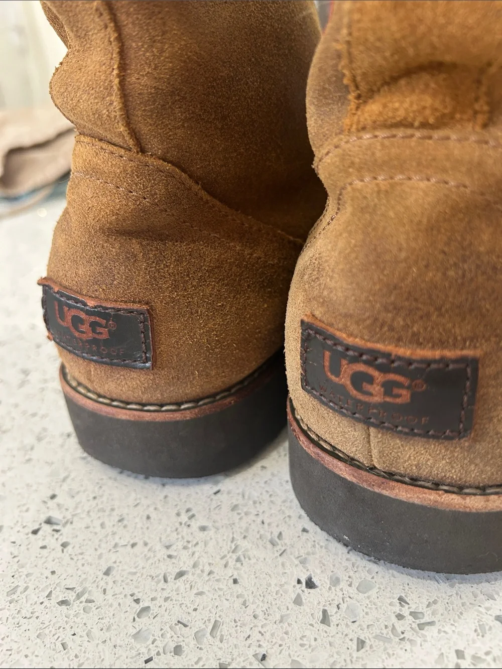 UGG Stoneman Chestnut Suede Waterproof Shearling Lined Men's Boots - Size 10